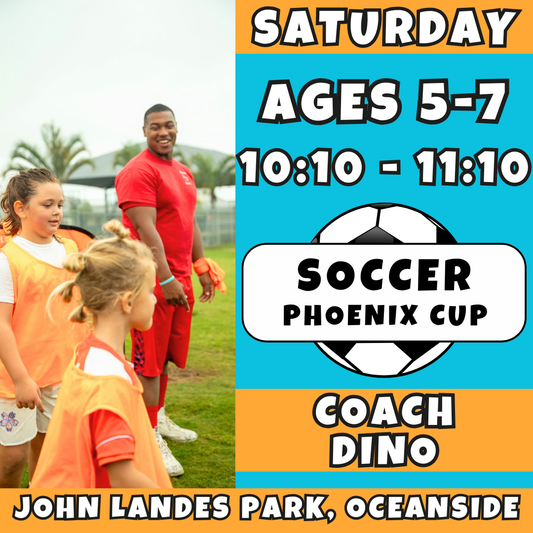 6/13 - 8/15 | Ages 5-7<br>Phoenix Cup Saturdays<br>John Landes Park, Oceanside<br>16 Total Spots