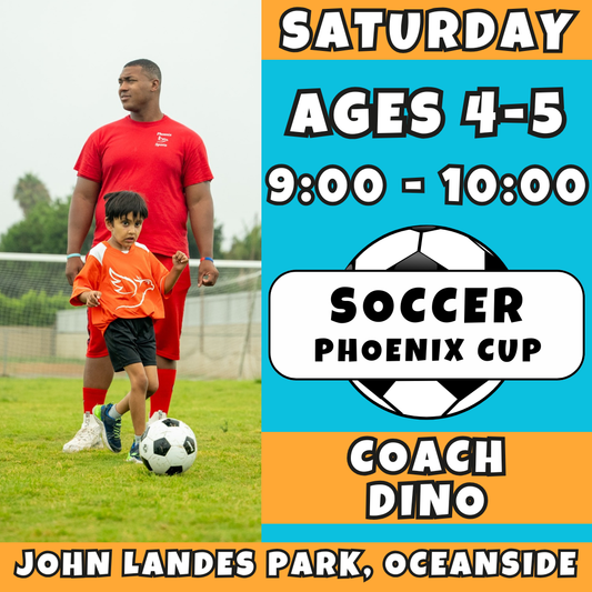 6/13 - 8/15 | Ages 4-5<br>Phoenix Cup Saturdays<br>John Landes Park, Oceanside<br>16 Total Spots