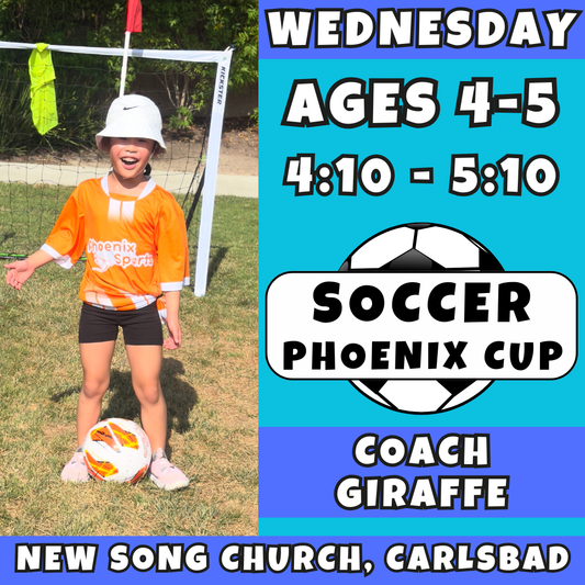 6/3 - 7/29 | Ages 4-5<br>Phoenix Cup Wednesdays<br>New Song Church, Carlsbad<br>16 Total Spots