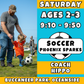 5/23 - 7/18 | Ages 2-3<br>Saturday Toddler Soccer<br>Buccaneer Park, Oceanside<br>10 Total Spots