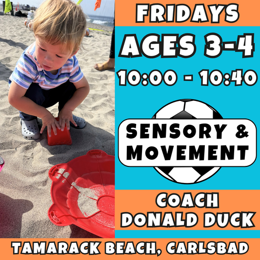 7/10 - 8/28 | Ages 3-4<br>Friday Sensory & Sports Fitness<br>Tamarack Beach, Carlsbad<br>10 Total Spots