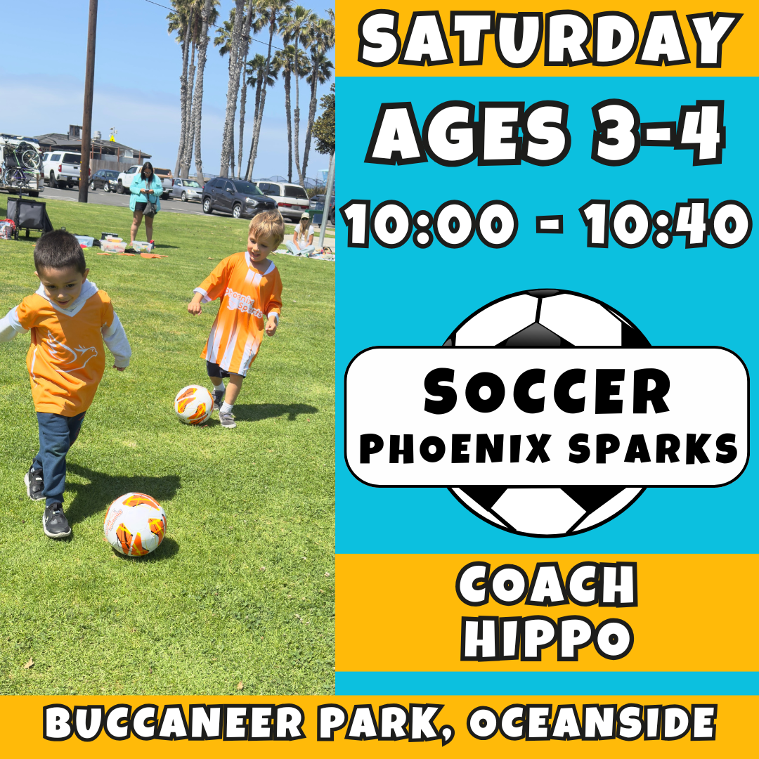 5/23 - 7/18 | Ages 3-4<br>Saturday Kids Soccer<br>Buccaneer Park, Oceanside<br>10 Total Spots