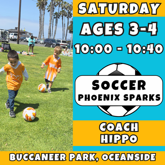 5/23 - 7/18 | Ages 3-4<br>Saturday Kids Soccer<br>Buccaneer Park, Oceanside<br>10 Total Spots