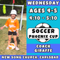 6/3 - 7/29 | Ages 4-5<br>Phoenix Cup Wednesdays<br>New Song Church, Carlsbad<br>16 Total Spots